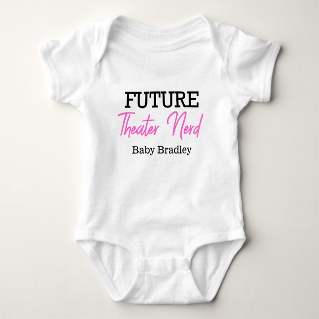 Future Theatre Nerd Pink Personalised Baby Bodysuit (Front)