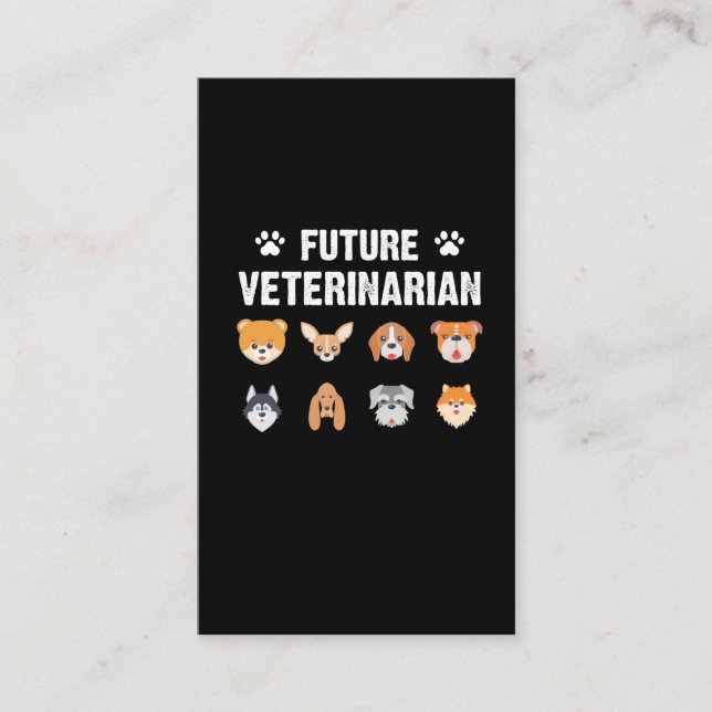 Future Veterinarian Dog Vet Tech Kid Animal Lover Business Card (Front)