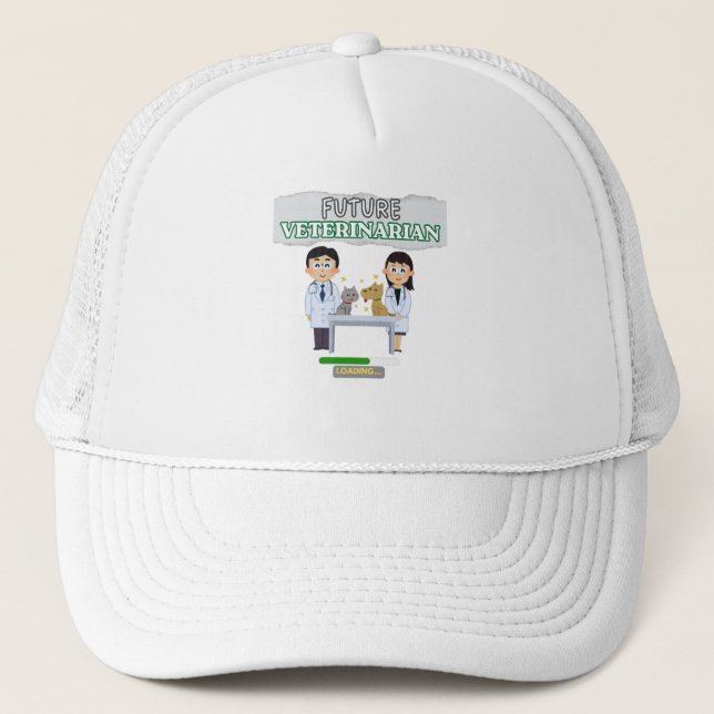 Future Veterinarian Loading – Vet Student Design Trucker Hat (Front)