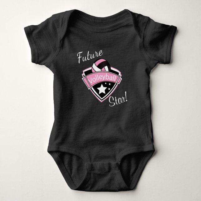 Future Volleyball Star - Pink, White and Black   Baby Bodysuit (Front)