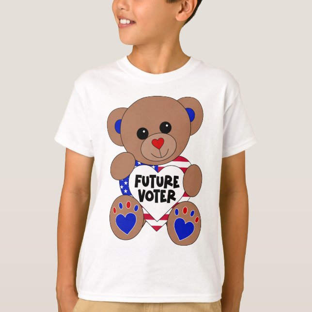 Future Voter Teddy Bear Kids Vote USA Elections T-Shirt (Front)