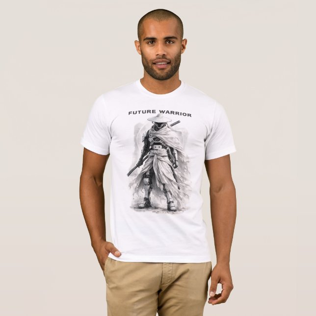 Future Warrior Graphic Tee - Cyberpunk Samurai Ske (Front Full)