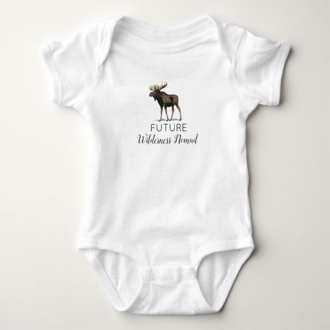 Future Wilderness Nomad Moose Baby Bodysuit (Front)