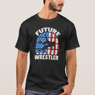 Future Wrestler American US Flag Wrestle Boys Kids T-Shirt