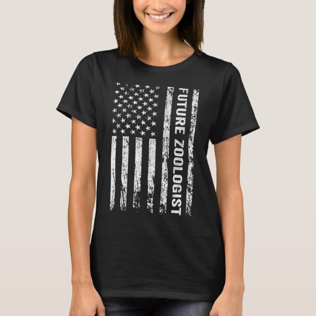 Future Zookeeper Zoologist Student US Flag T-Shirt (Front)