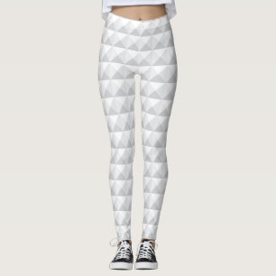 Futuristic 3D Effect White Pyramid Leggings