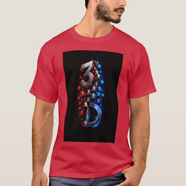 Futuristic 3D Geometric Cube Design T-Shirt (Front)