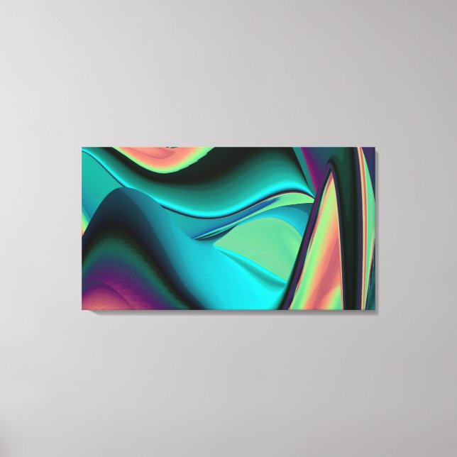 Futuristic Abstract 3D Metallic Rainbow Art Canvas Print (Front)