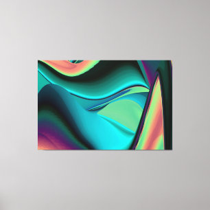 Futuristic Abstract 3D Metallic Rainbow Art Canvas Print