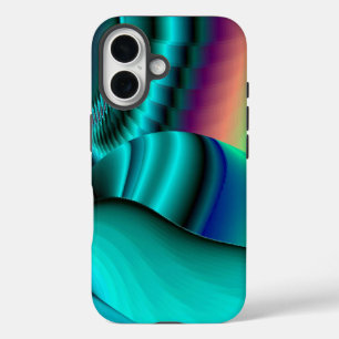 Futuristic Abstract 3D Metallic Rainbow Art iPhone 16 Case