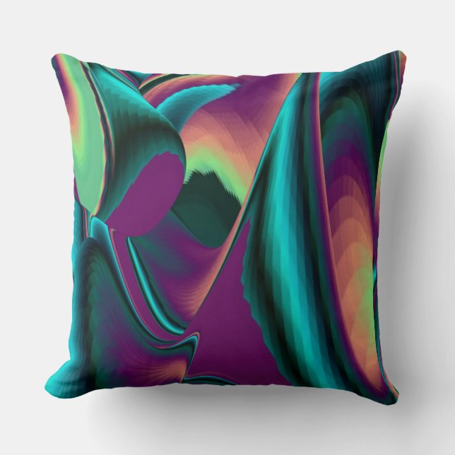 Futuristic Abstract 3D Metallic Rainbow Art Cushion (Front)