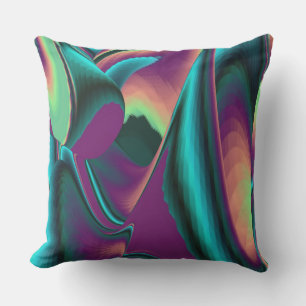 Futuristic Abstract 3D Metallic Rainbow Art Cushion