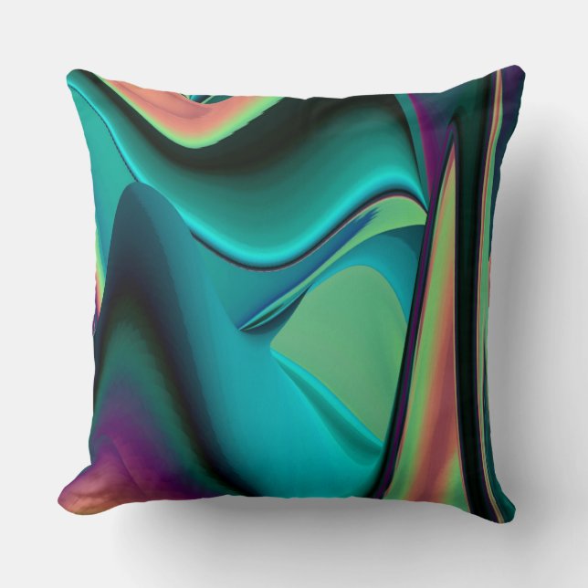 Futuristic Abstract 3D Metallic Rainbow Art Cushion (Front)