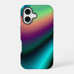 Futuristic Abstract 3D Metallic Rainbow Art iPhone 16 Case