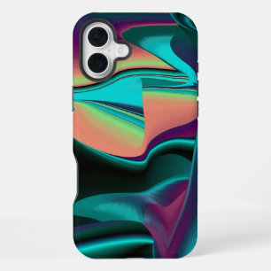Futuristic Abstract 3D Metallic Rainbow Art iPhone 16 Plus Case