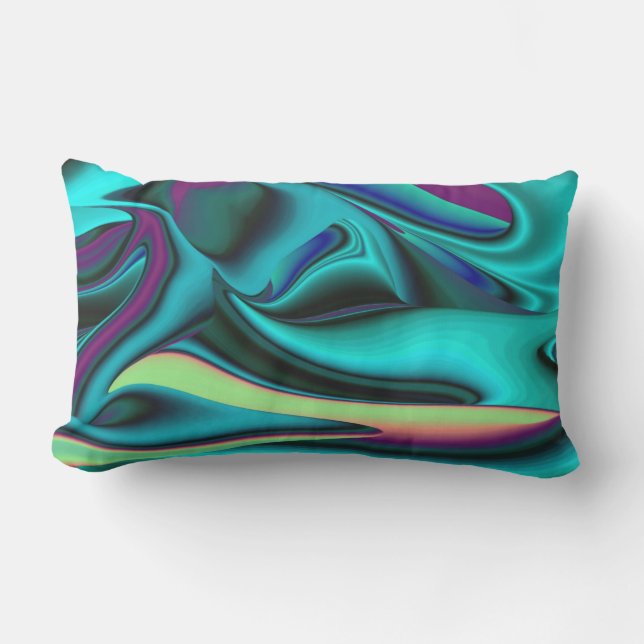 Futuristic Abstract 3D Metallic Rainbow Art Lumbar Cushion (Front)