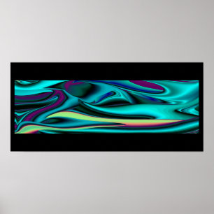 Futuristic Abstract 3D Metallic Rainbow Art Poster