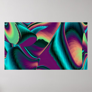 Futuristic Abstract 3D Metallic Rainbow Art Poster