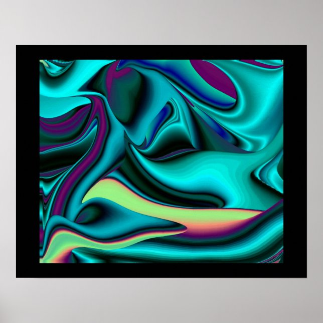 Futuristic Abstract 3D Metallic Rainbow Art Poster (Front)