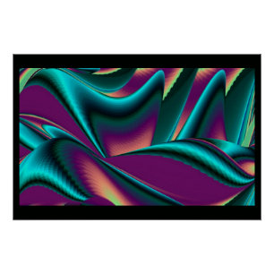 Futuristic Abstract 3D Metallic Rainbow Art Poster