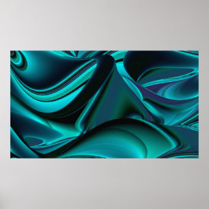 Futuristic Abstract 3D Metallic Rainbow Art Poster