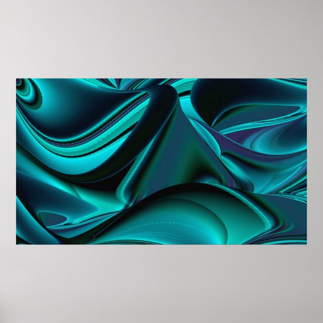 Futuristic Abstract 3D Metallic Rainbow Art Poster (Front)