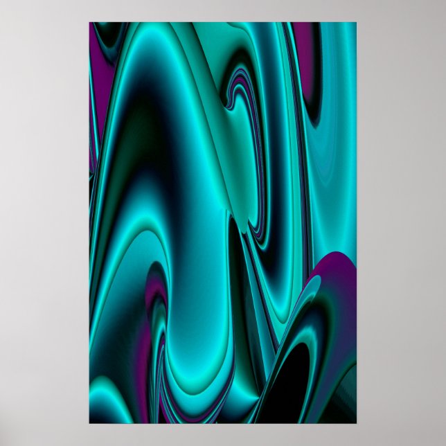 Futuristic Abstract 3D Metallic Rainbow Art Poster (Front)