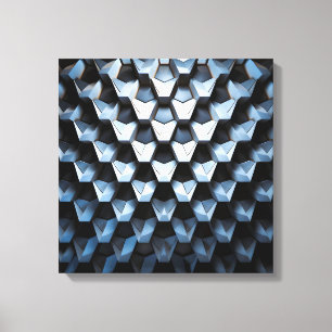 Futuristic Abstract Blue Geometric Metallic  Canvas Print
