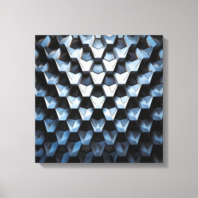 Futuristic Abstract Blue Geometric Metallic  Canvas Print (Front)