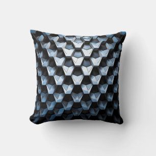 Futuristic Abstract Blue Geometric Metallic  Cushion