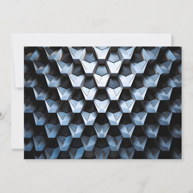 Futuristic Abstract Blue Geometric Metallic  Holiday Card (Front)