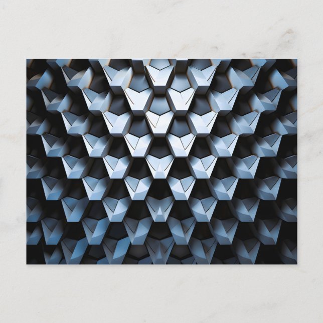 Futuristic Abstract Blue Geometric Metallic  Holiday Postcard (Front)