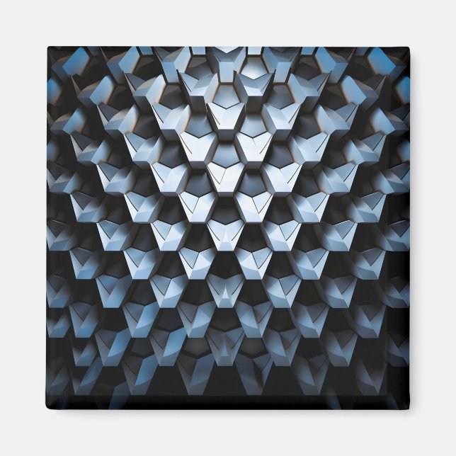 Futuristic Abstract Blue Geometric Metallic  Magnet (Front)