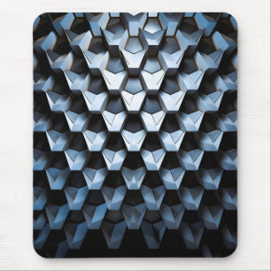 Futuristic Abstract Blue Geometric Metallic  Mouse Pad
