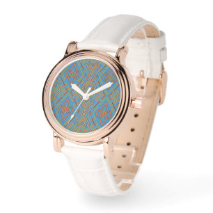 Futuristic Abstract Blue Green Pattern Watch