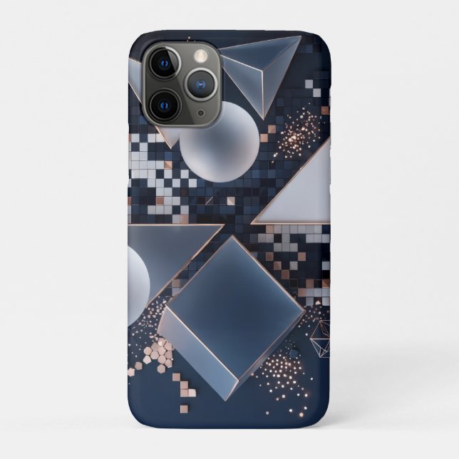 Futuristic Abstract Christmas Mosaic 3D Case-Mate iPhone Case (Back)