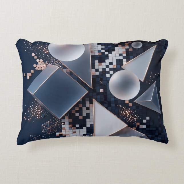Futuristic Abstract Christmas Mosaic 3D Decorative Cushion (Front)