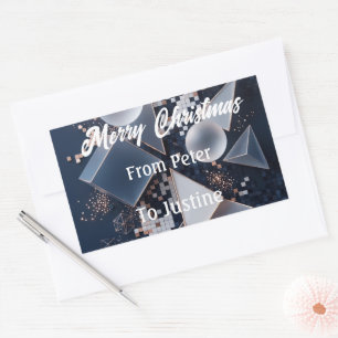Futuristic Abstract Christmas Mosaic 3D Rectangular Sticker