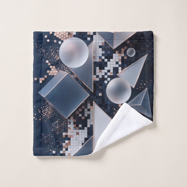 Futuristic Abstract Christmas Mosaic 3D Wash Cloth (Wash Cloth)