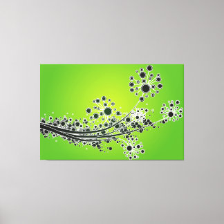 Futuristic abstract flowers-Lime canvas print