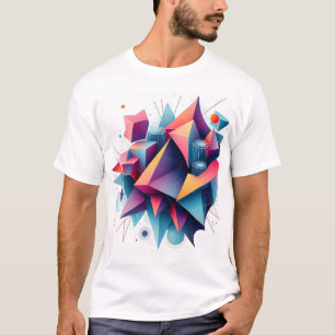 Futuristic Abstract Geometric Shapes with Neon Gra T-Shirt