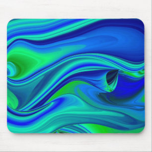 futuristic, Abstract in green and blue Mouse Pad
