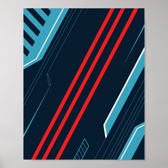 Futuristic Abstract Line Art Poster (Front)