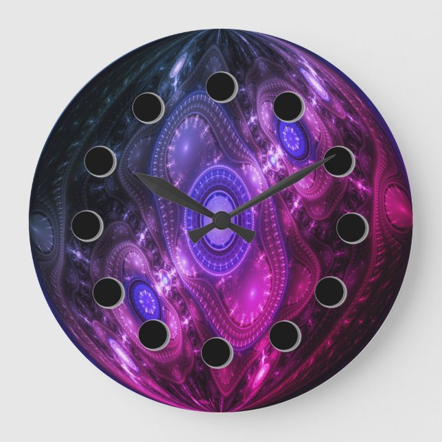 Futuristic Abstract Purple & Pink Wall Clock (Front)