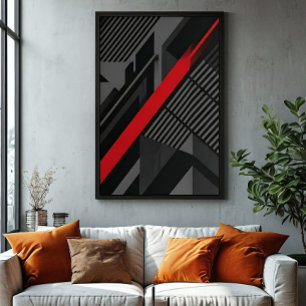 Futuristic Abstract Red Black Poster