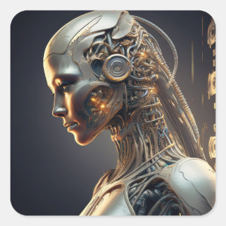 Futuristic AI-Designed Square Sticker