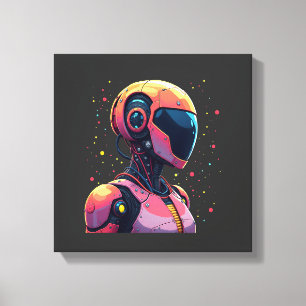 Futuristic AI Robot Canvas Wall Art – Bold Colours