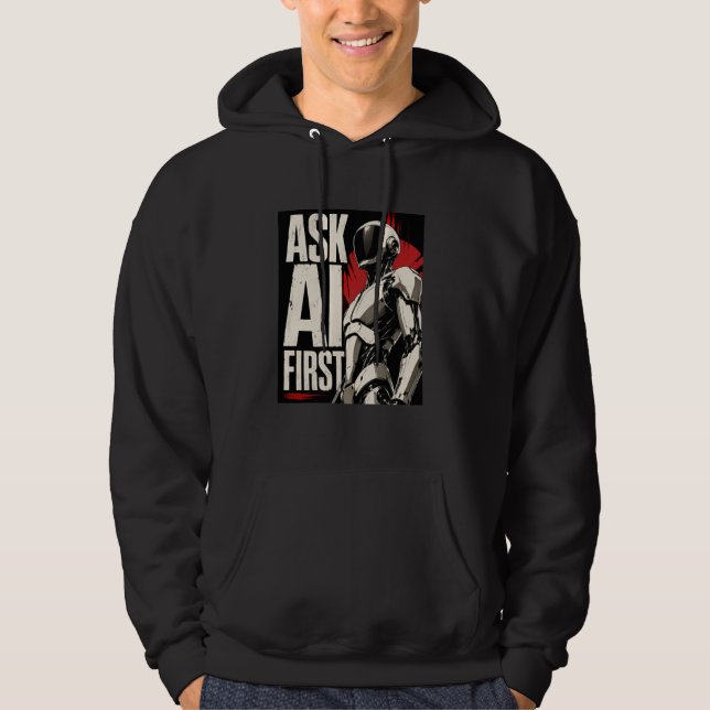 Futuristic AI Robot Humanoid Tech Design Hoodie (Front)