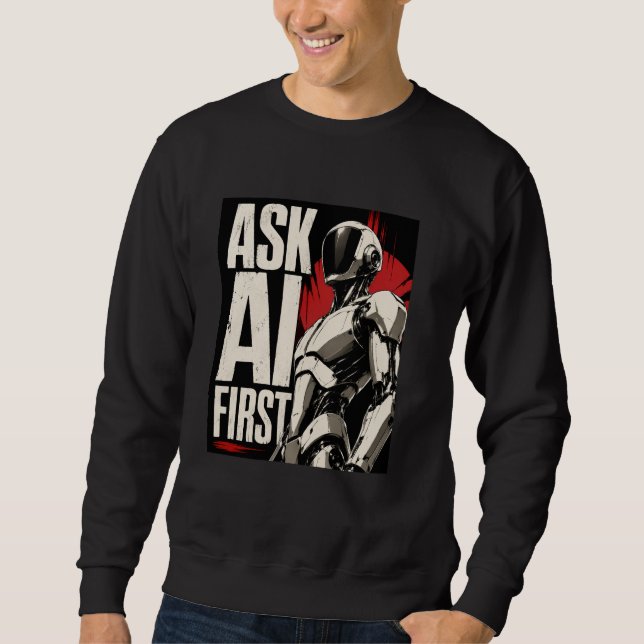 Futuristic AI Robot Humanoid Tech Design Sweatshirt (Front)