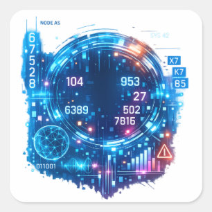 Futuristic AI System Sticker – Cyber Tech Data Hea